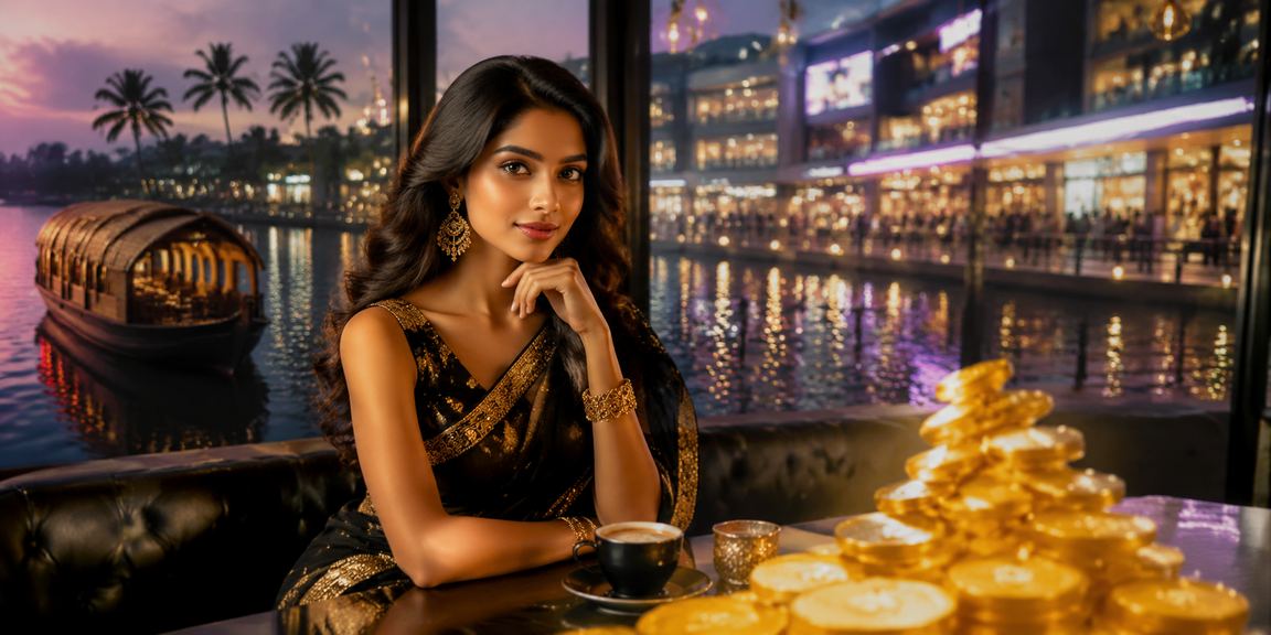 Teen Patti game on mobile with Kerala backwaters scenic backdrop